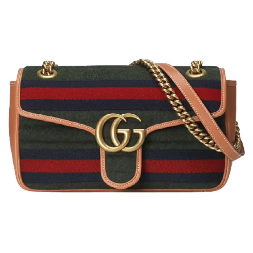 Túi Gucci GG Marmont Small Shoulder Dark Green Wool Fabric 443497-HS3NT-3383 Túi Gucci GG Marmont Small Shoulder Dark Green Wool Fabric 443497-HS3NT-3383
