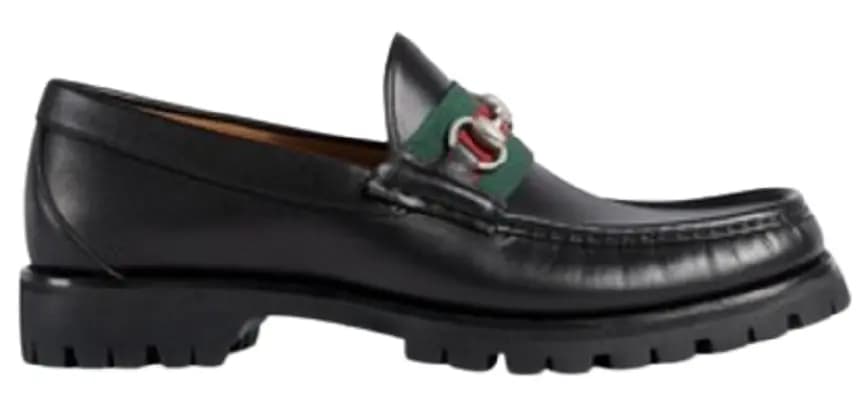 Giày Gucci Men's Web Three Stripe Horsebit Leather Black Loafers 496246 ARPA0 1098 Giày Gucci Men's Web Three Stripe Horsebit Leather Black Loafers 496246 ARPA0 1098
