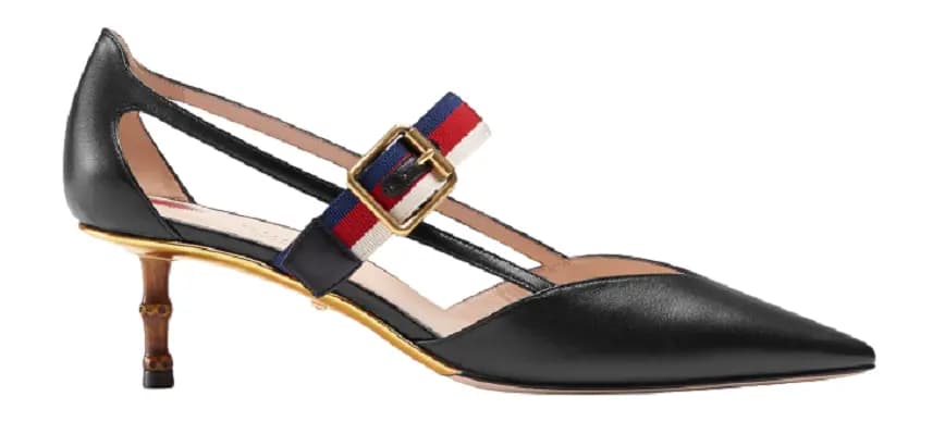 Giày Gucci Wmns Black Leather Slub High Heel 460114-CQXS0-1183 Giày Gucci Wmns Black Leather Slub High Heel 460114-CQXS0-1183