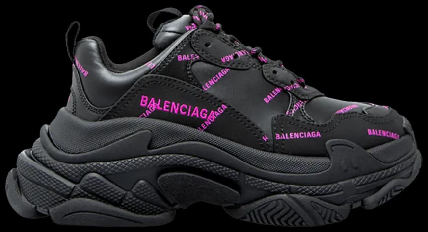 Giày Balenciaga Triple S Sneaker All Over Logo Black Pink 524039 W2FA1 1050 Giày Balenciaga Triple S Sneaker All Over Logo Black Pink 524039 W2FA1 1050