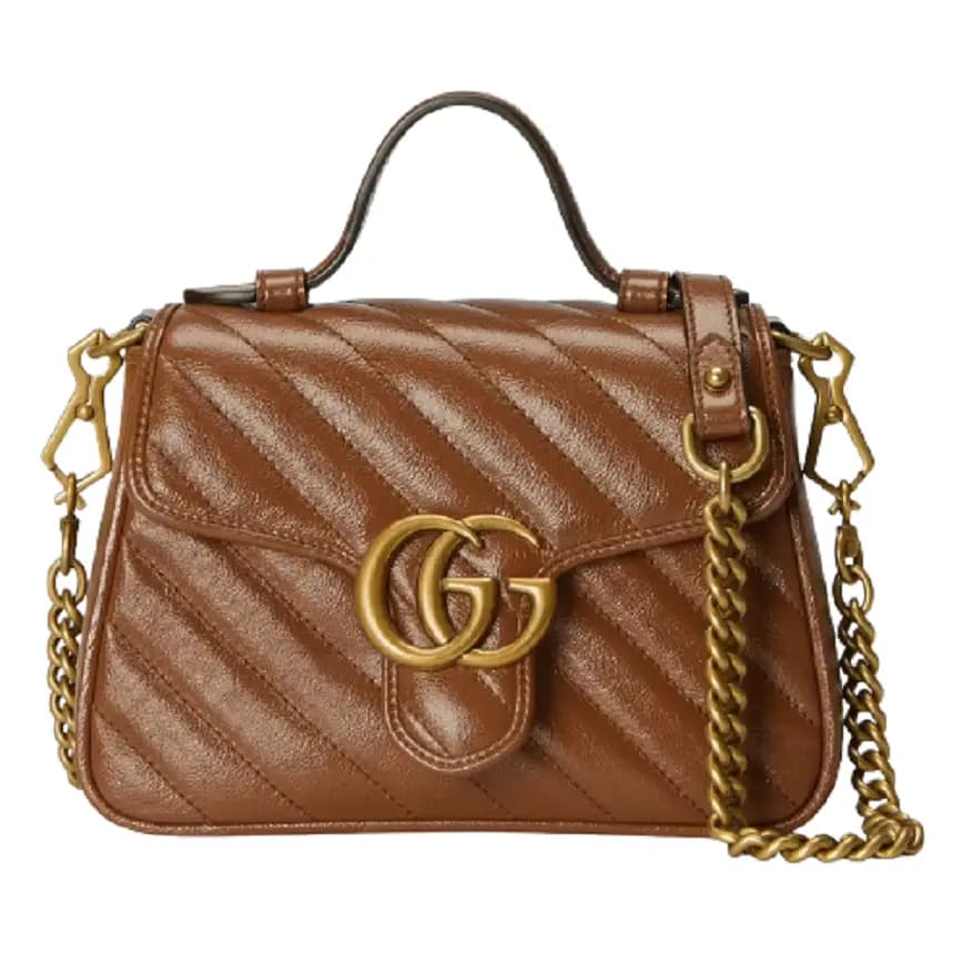 Túi Gucci GG Marmont Mini Top Handle Brown Leather 583571-0OLFT-2535 Túi Gucci GG Marmont Mini Top Handle Brown Leather 583571-0OLFT-2535