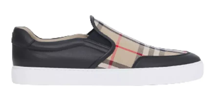 Giày Burberry Leather Vintage Check Slip-on 'Black Beige' 80432131 Giày Burberry Leather Vintage Check Slip-on 'Black Beige' 80432131