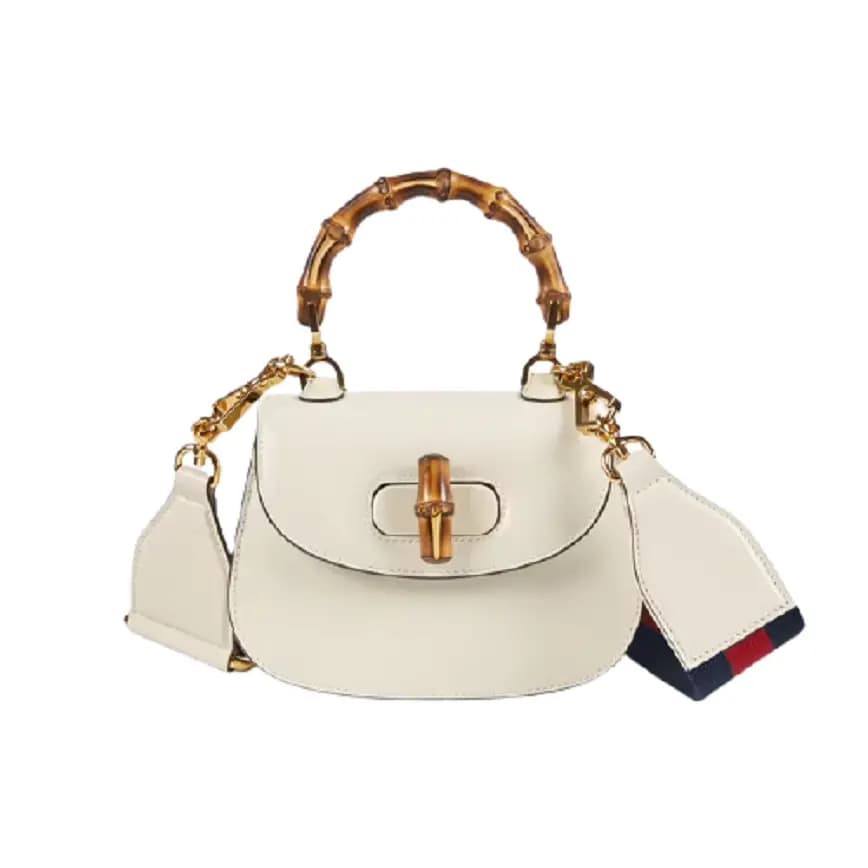 Túi Gucci Mini Top Handle With Bamboo White Leather 686864-10ODT-8454 Túi Gucci Mini Top Handle With Bamboo White Leather 686864-10ODT-8454