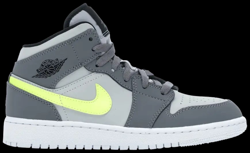 Giày Nike Air Jordan 1 Mid GS 'Gun Smoke Volt' 554725-072 — kich-thuoc: 37.5 Giày Nike Air Jordan 1 Mid GS 'Gun Smoke Volt' 554725-072 — kich-thuoc: 37.5