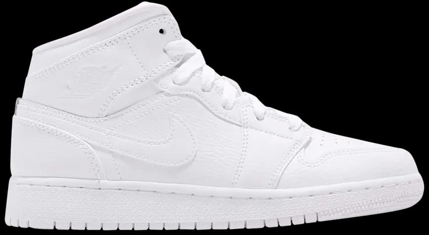 Giày Nike Air Jordan 1 Mid BG 'Triple White' 554725-129 Giày Nike Air Jordan 1 Mid BG 'Triple White' 554725-129