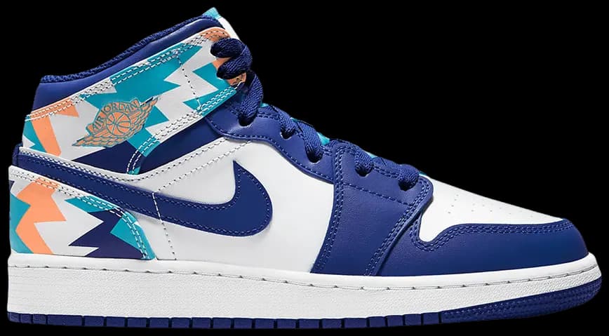 Giày Nike Air Jordan 1 Mid GS 'Geometric Pint' 555112-105 Giày Nike Air Jordan 1 Mid GS 'Geometric Pint' 555112-105