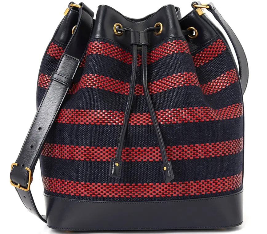Túi Saint Laurent Stripe Bucket 'Navy' 568606-FAACL-4189 — kich-thuoc: 24-5x28x16-5-cm Túi Saint Laurent Stripe Bucket 'Navy' 568606-FAACL-4189 — kich-thuoc: 24-5x28x16-5-cm