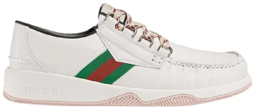 Giày Gucci Leather Web Lace Up Low 'White' 575399-D60D0-9070 Giày Gucci Leather Web Lace Up Low 'White' 575399-D60D0-9070