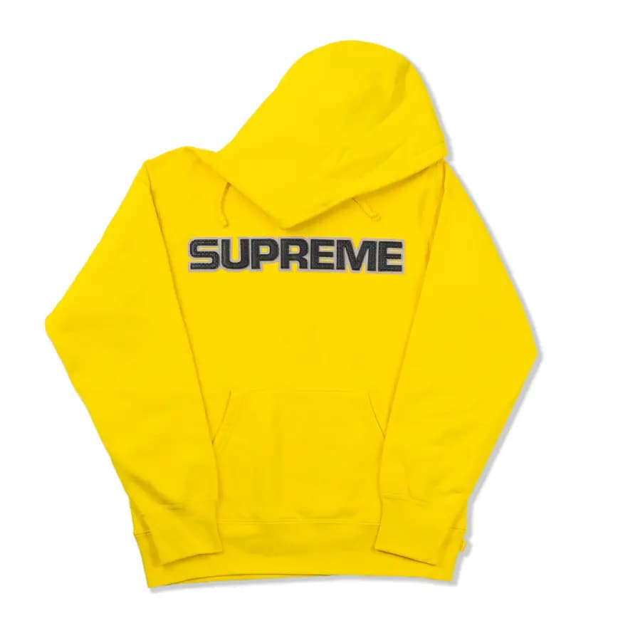 Áo Supreme Leather Letters Yellow Hoodie SUP0476 Áo Supreme Leather Letters Yellow Hoodie SUP0476