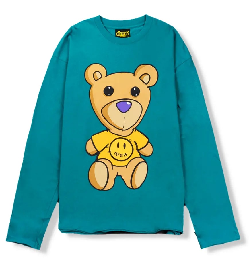Áo Drew House Teddy Theodore LS Tee Teal — kich-thuoc: M Áo Drew House Teddy Theodore LS Tee Teal — kich-thuoc: M