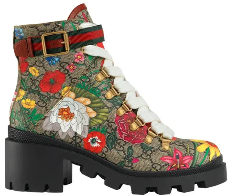 Giày Gucci GG Flora Ankle Boot 602184-HT510-8494 Giày Gucci GG Flora Ankle Boot 602184-HT510-8494