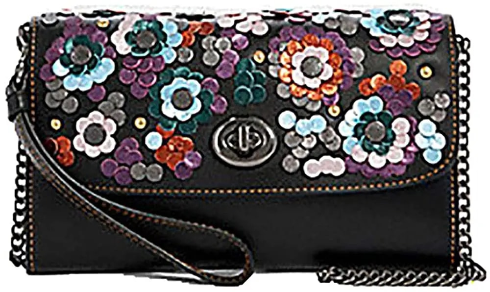 VÍ Coach Chain Crossbody With Leather Sequins — tieu-de: one-size VÍ Coach Chain Crossbody With Leather Sequins — tieu-de: one-size