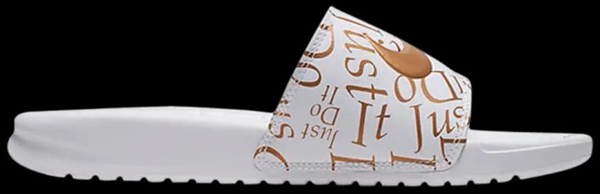 Dép Nike Benassi Just Do It Print White 'Metallica Gold' 618919-116 Dép Nike Benassi Just Do It Print White 'Metallica Gold' 618919-116