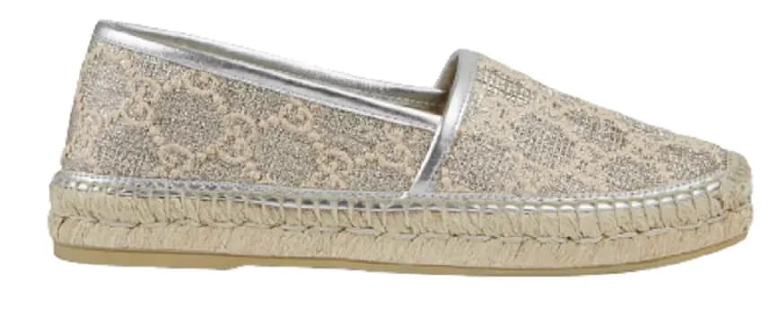 Giày Gucci Women's Heritage Gg Lamé Espadrille In Silver 619960-2AW10-1090 Giày Gucci Women's Heritage Gg Lamé Espadrille In Silver 619960-2AW10-1090