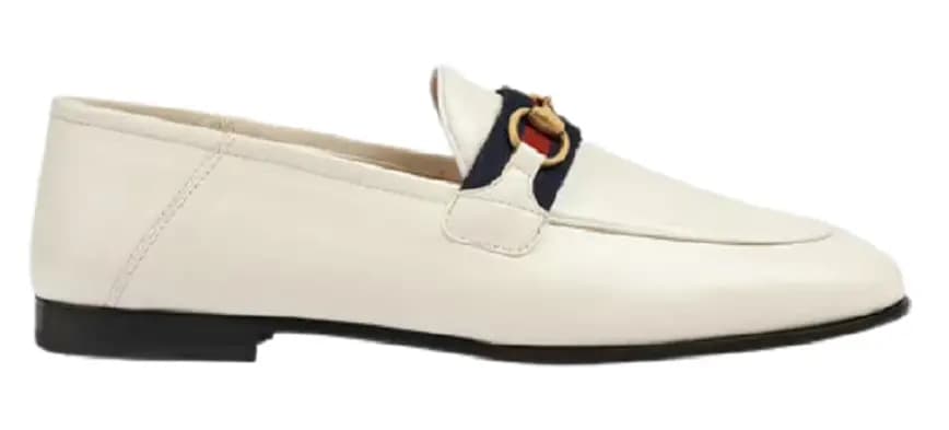 Giày Gucci Women's Loafer With Web In White Leather 631619-CQXM0-9065 Giày Gucci Women's Loafer With Web In White Leather 631619-CQXM0-9065