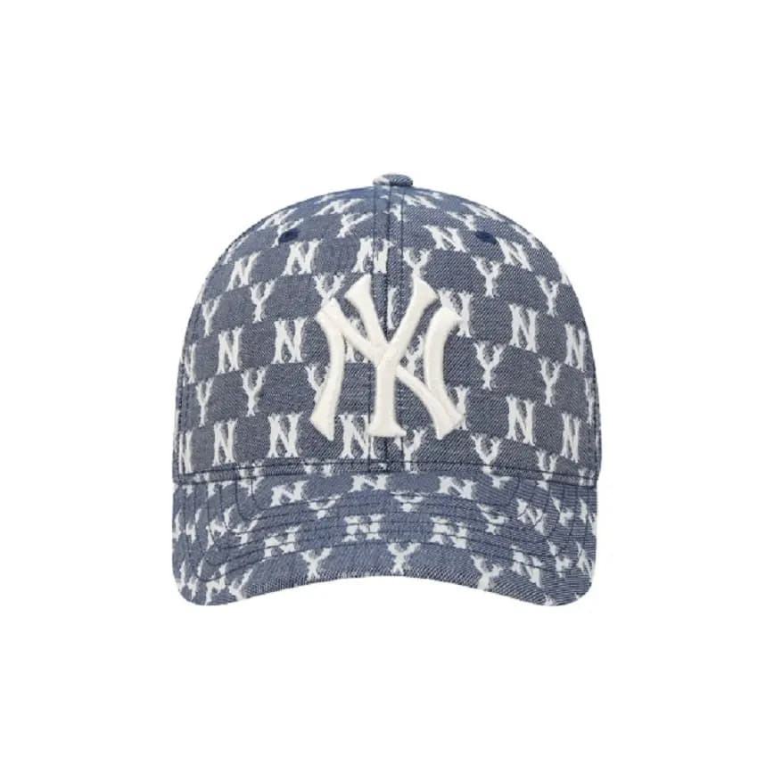 Mũ MLB Monogram Blue Jacard Curve Adjustable Cap NY 32CPFE011-50N Mũ MLB Monogram Blue Jacard Curve Adjustable Cap NY 32CPFE011-50N