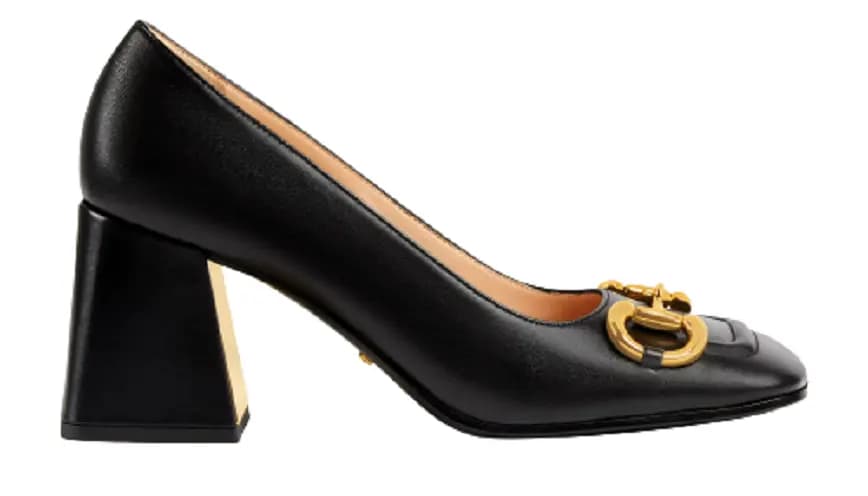 Giày Gucci Women's Mid-Heel Pump With Horsebit 643886-C9D00-1000 Giày Gucci Women's Mid-Heel Pump With Horsebit 643886-C9D00-1000