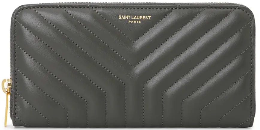Ví Saint Laurent John Compact Zipper 'Gray' 650982-DV701-1112 — kich-thuoc: 19x9-5-cm Ví Saint Laurent John Compact Zipper 'Gray' 650982-DV701-1112 — kich-thuoc: 19x9-5-cm