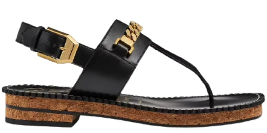 Dép Gucci Women's Thong Sandal with Chain 655558-A3N00-1000 Dép Gucci Women's Thong Sandal with Chain 655558-A3N00-1000