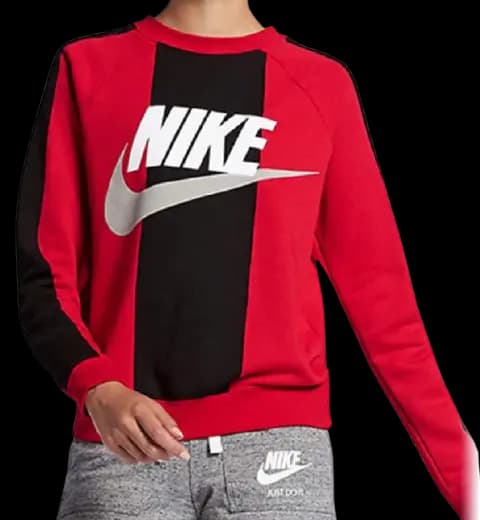 Áo Nike Womans Fleece Crew Sweat Shirt Red Black AV5927-657 Áo Nike Womans Fleece Crew Sweat Shirt Red Black AV5927-657