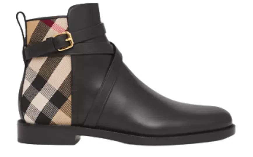 Giày Burberry House Check Leather Ankle Boots 'Black Beige' 80423661 Giày Burberry House Check Leather Ankle Boots 'Black Beige' 80423661