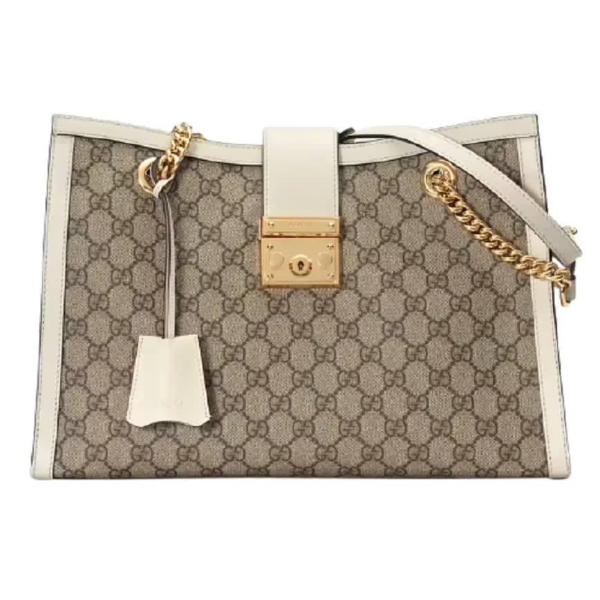 Túi Gucci Padlock GG Medium Shoulder GG Supreme White Leather Túi Gucci Padlock GG Medium Shoulder GG Supreme White Leather