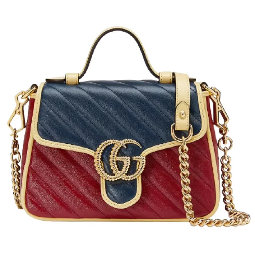 Túi Gucci GG Marmont Mini Top Handle Blue And Red Leather 583571-1X5CG-6775 Túi Gucci GG Marmont Mini Top Handle Blue And Red Leather 583571-1X5CG-6775