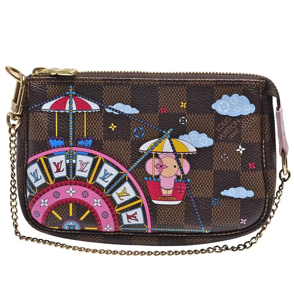 Túi Louis Vuitton Pochette Accessoires Mini Pink Coated Canvas Wristlet N60402 Túi Louis Vuitton Pochette Accessoires Mini Pink Coated Canvas Wristlet N60402