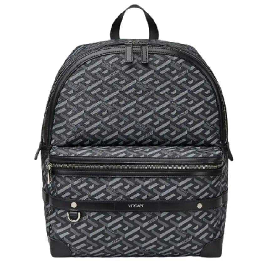 Balo Versace La Greca Signature Back Pack Black Gray 1000745-1A01444-5B05E Balo Versace La Greca Signature Back Pack Black Gray 1000745-1A01444-5B05E