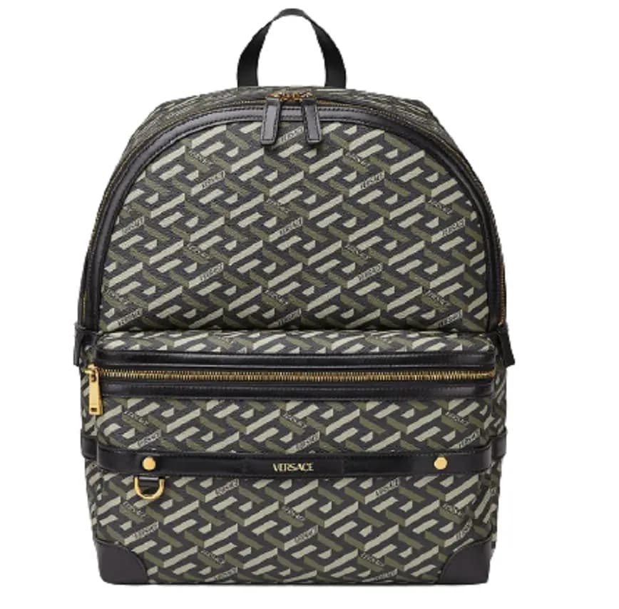 Balo Versace La Greca Signature Back Pack Black Khaki 1000745-1A01444-5B15V Balo Versace La Greca Signature Back Pack Black Khaki 1000745-1A01444-5B15V