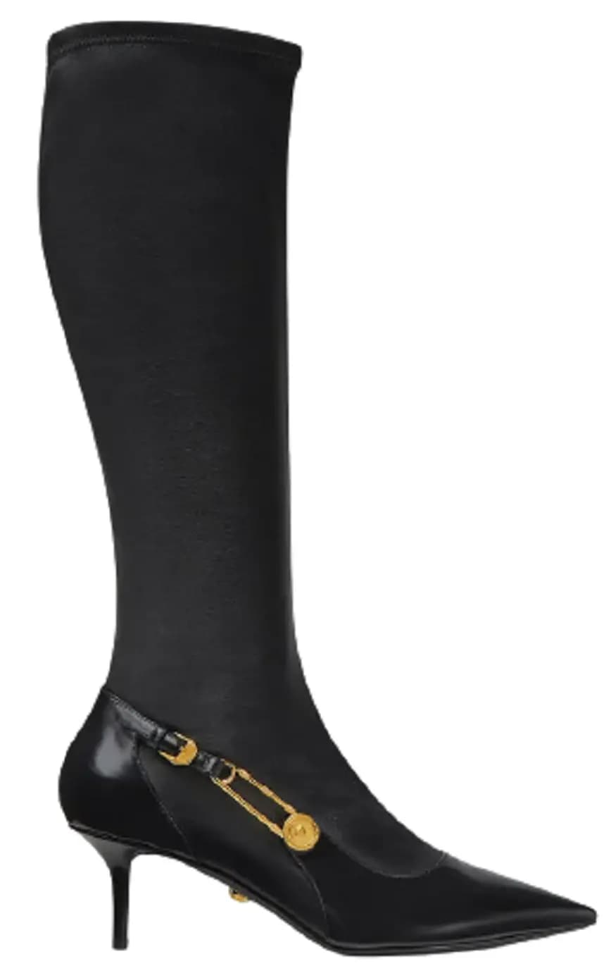 Giày Versace Safety Pin Leather Knee-High Boots DST475H-DNA28-D41OH Giày Versace Safety Pin Leather Knee-High Boots DST475H-DNA28-D41OH