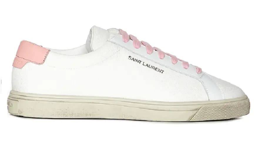 Giày Saint Laurent Andy Low White and Pink Fabric Sneakers 606831-12N70-9035 Giày Saint Laurent Andy Low White and Pink Fabric Sneakers 606831-12N70-9035