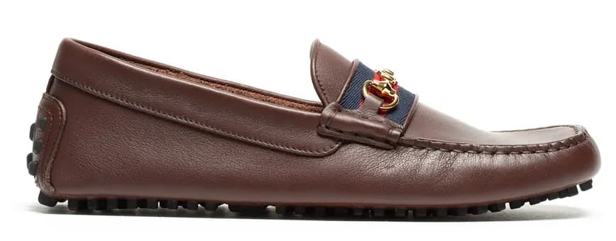 Giày Gucci Brown Leather Men's Green Interlocking G Horsebit 624698 1XH10 2160 Giày Gucci Brown Leather Men's Green Interlocking G Horsebit 624698 1XH10 2160