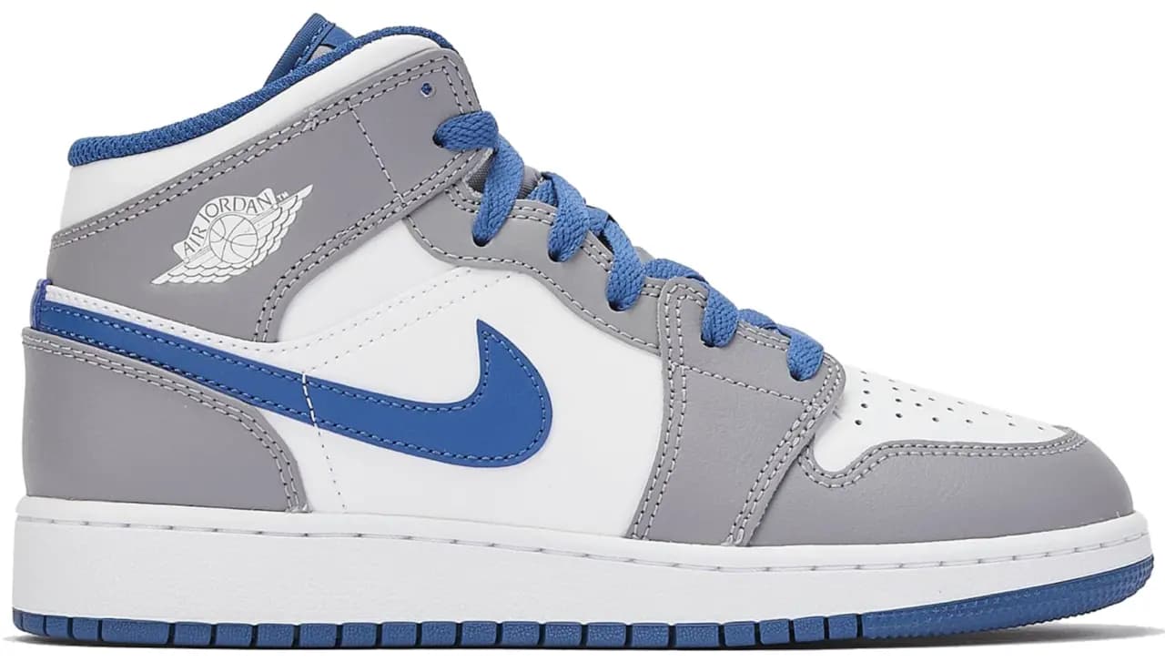 Giày Nike Air Jordan 1 Mid GS 'True Blue Cement' DQ8423-014 Giày Nike Air Jordan 1 Mid GS 'True Blue Cement' DQ8423-014