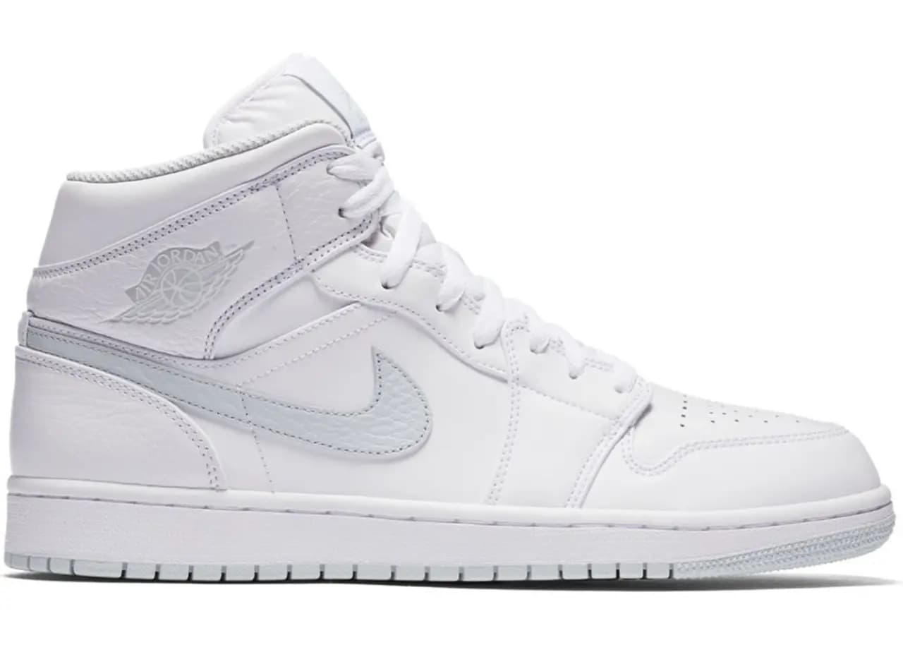 Giày Nike Air Jordan 1 Mid 'White Pure Platinum Swoosh' 554724-108 Giày Nike Air Jordan 1 Mid 'White Pure Platinum Swoosh' 554724-108