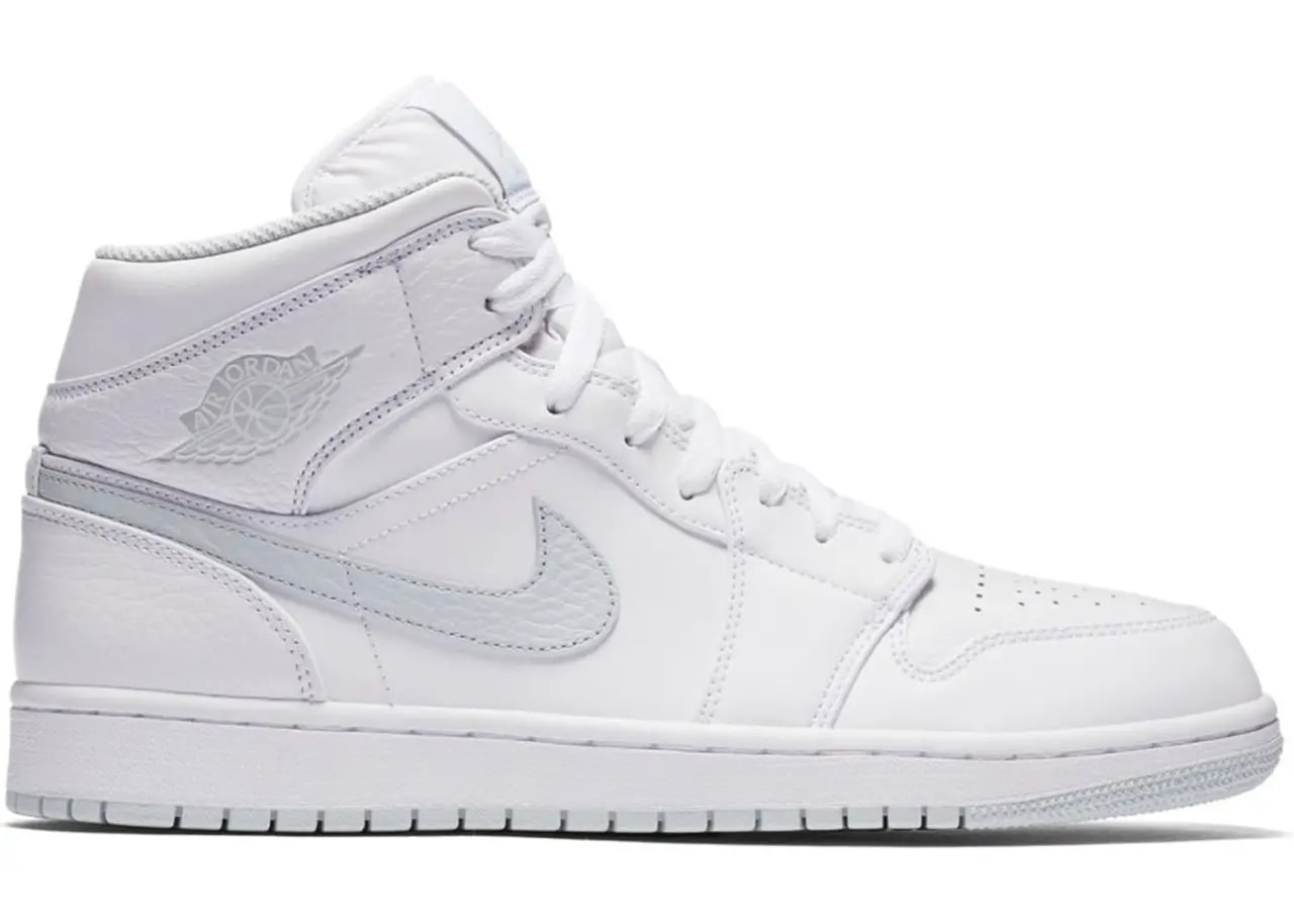 Giày Nike Air Jordan 1 Mid 'White Pure Platinum Swoosh' 554724-108 — kich-thuoc: 42 Giày Nike Air Jordan 1 Mid 'White Pure Platinum Swoosh' 554724-108 — kich-thuoc: 42