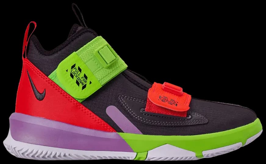 Giày Nike LeBron Soldier 13 GS 'Thunder Grey Crimson Green' AR7585-002 Giày Nike LeBron Soldier 13 GS 'Thunder Grey Crimson Green' AR7585-002