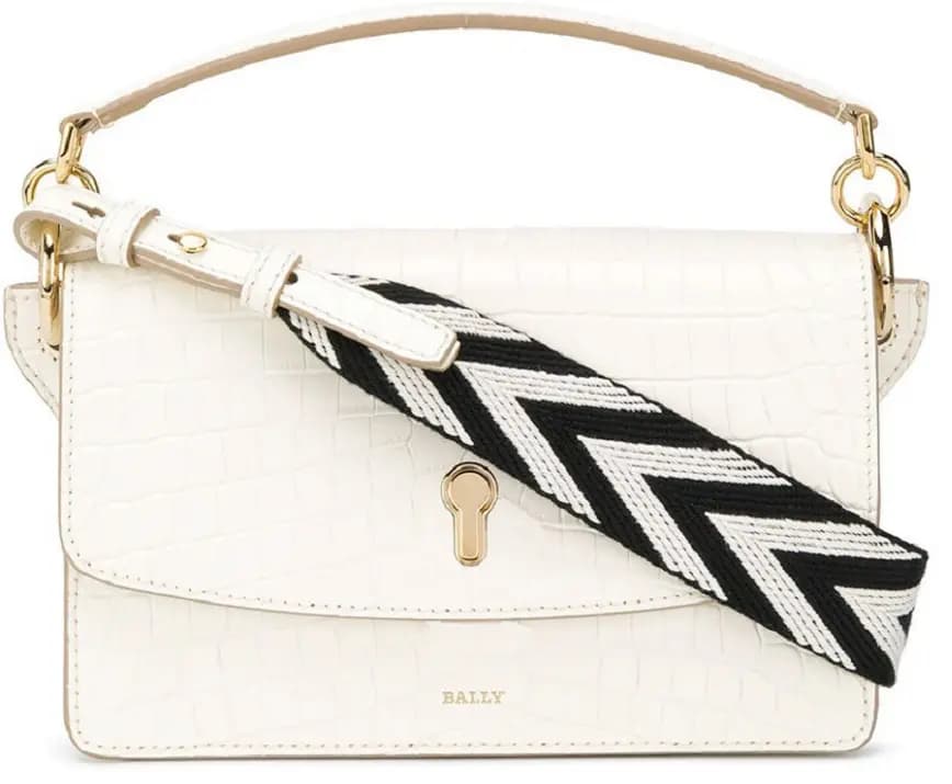 Túi Bally Crocodile-Effect Chevron-Strap 'White' 6230927 Túi Bally Crocodile-Effect Chevron-Strap 'White' 6230927