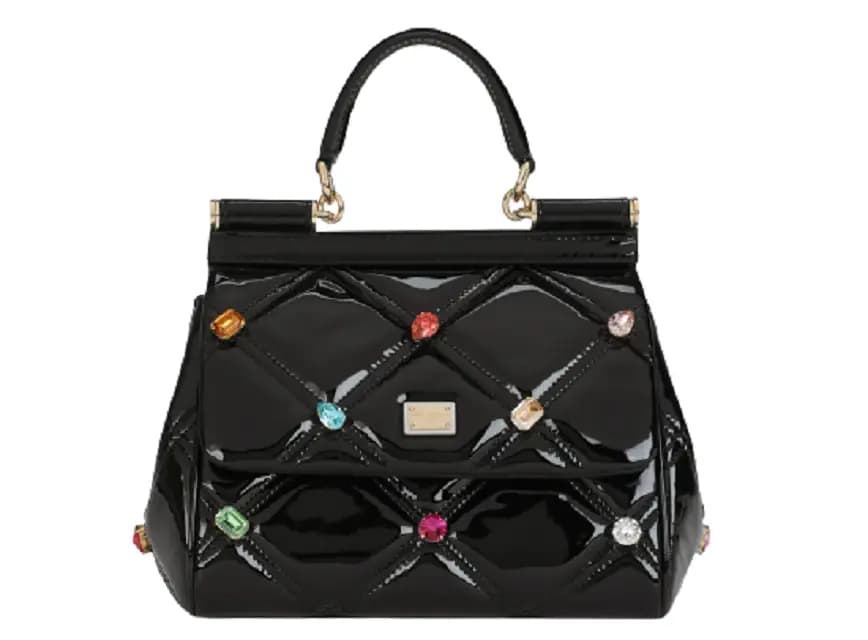 Túi Dolce & Gabbana Small Patent Leather Sicily Bag With Rhinestones Túi Dolce & Gabbana Small Patent Leather Sicily Bag With Rhinestones