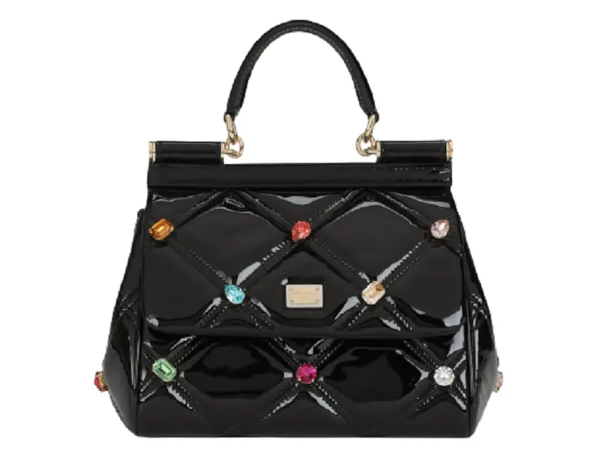 Túi Dolce & Gabbana Small Patent Leather Sicily Bag With Rhinestones Túi Dolce & Gabbana Small Patent Leather Sicily Bag With Rhinestones
