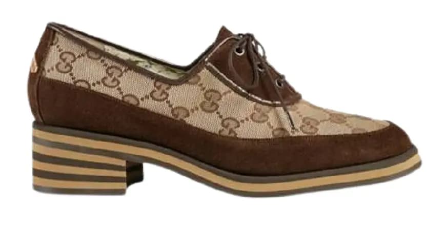 Giày Gucci GG Canvas Mid-Heel Shoes 498106-0G040-2283 Giày Gucci GG Canvas Mid-Heel Shoes 498106-0G040-2283