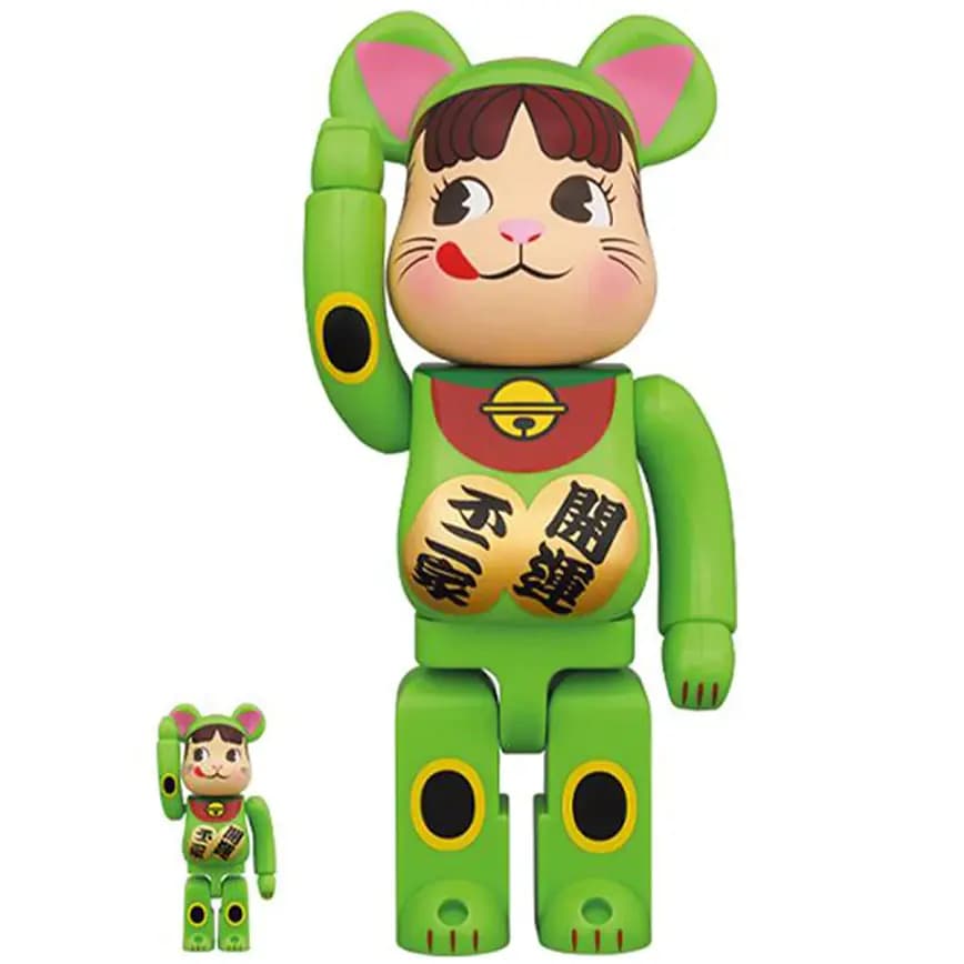 Mô Hình Bearbrick Pekochan Neko Florescent Green 100% & 400% Mô Hình Bearbrick Pekochan Neko Florescent Green 100% & 400%