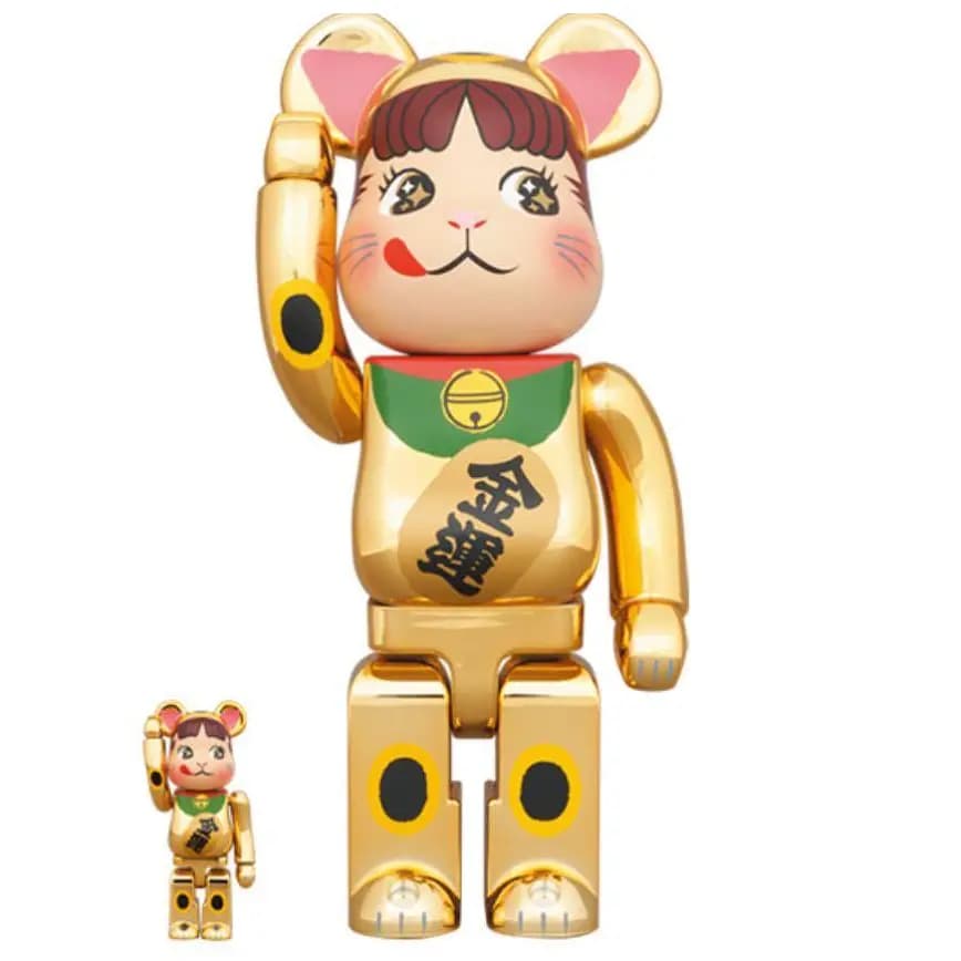 Mô Hình Bearbrick Pekochan Neko Gold Chrome Ver 100% & 400% Mô Hình Bearbrick Pekochan Neko Gold Chrome Ver 100% & 400%