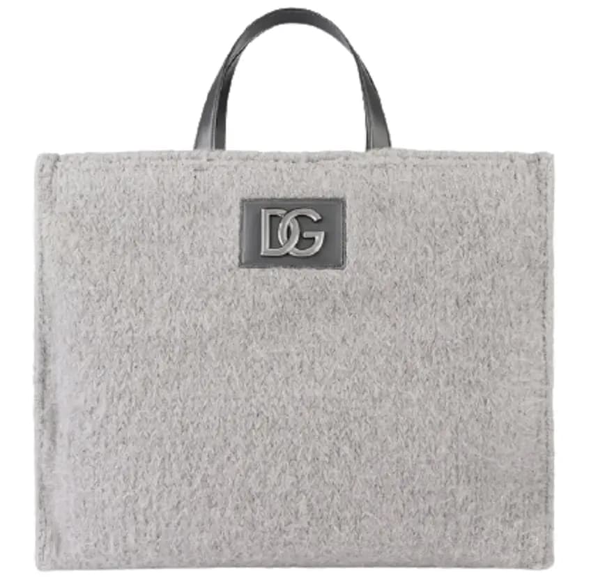 Túi Dolce & Gabbana Knit Beatrice Shopper With DG Logo Grey BM6953AQ4328S395 Túi Dolce & Gabbana Knit Beatrice Shopper With DG Logo Grey BM6953AQ4328S395