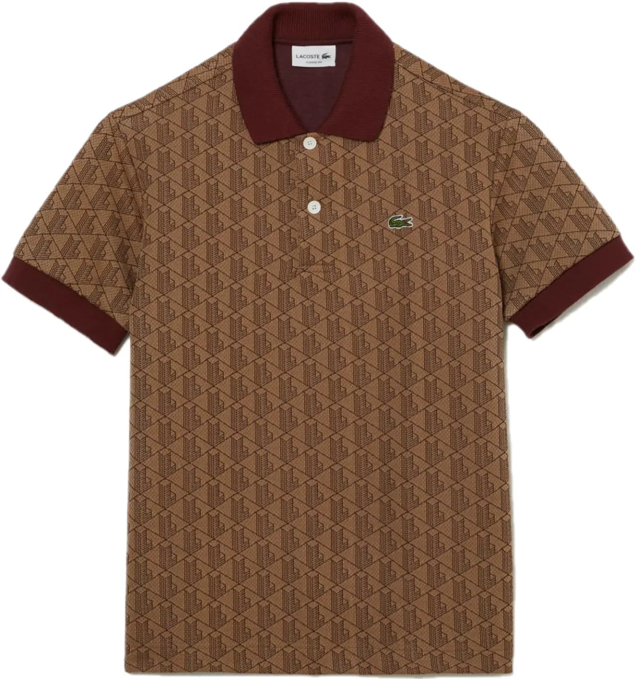 Áo Lacoste Classic Fit Print Contrast Collar 'Brown' DH0073-MKJ Áo Lacoste Classic Fit Print Contrast Collar 'Brown' DH0073-MKJ