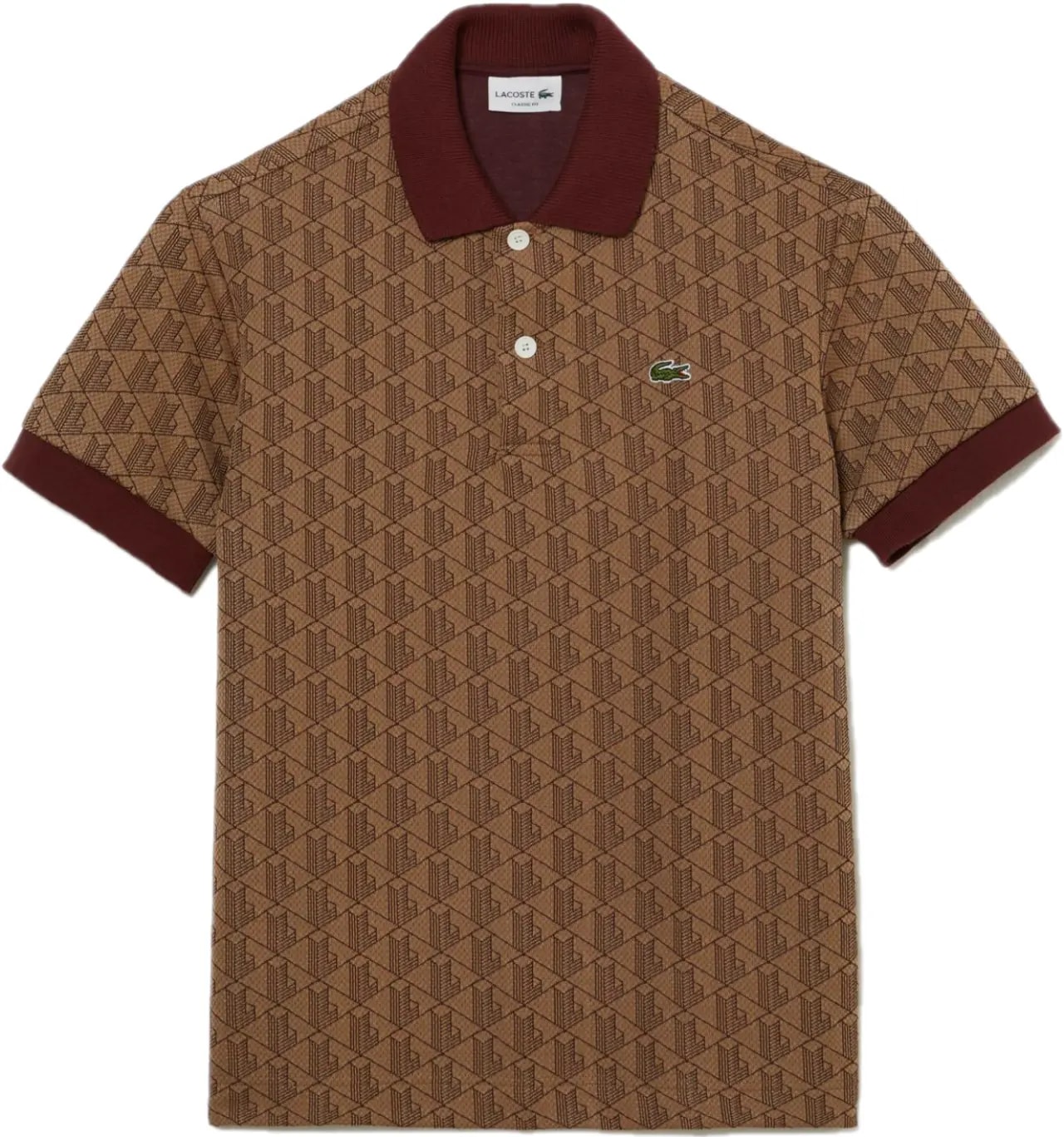 Áo Lacoste Classic Fit Print Contrast Collar 'Brown' DH0073-MKJ — kich-thuoc: M Áo Lacoste Classic Fit Print Contrast Collar 'Brown' DH0073-MKJ — kich-thuoc: M