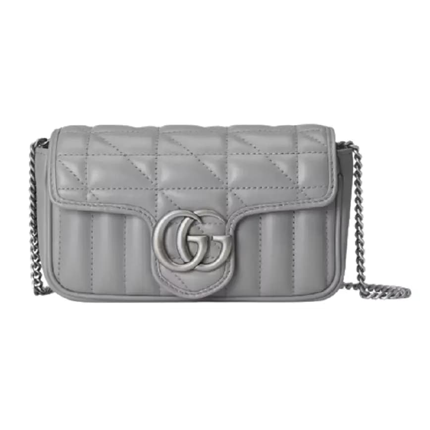 Túi Gucci GG Marmont Super Mini Grey Leather 476433-DTD5N-1711 Túi Gucci GG Marmont Super Mini Grey Leather 476433-DTD5N-1711