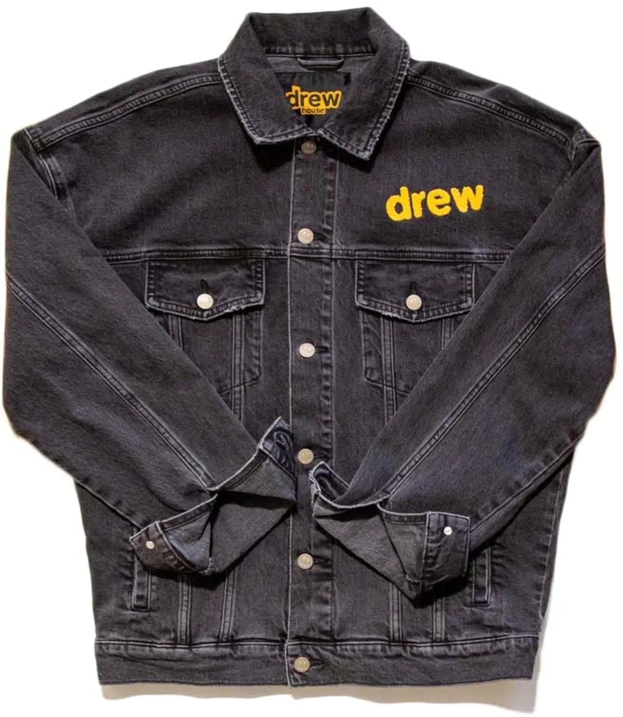 Áo Drew House Chenille Mascot Patch Trucker Jacket Black — kich-thuoc: lien-he-order Áo Drew House Chenille Mascot Patch Trucker Jacket Black — kich-thuoc: lien-he-order
