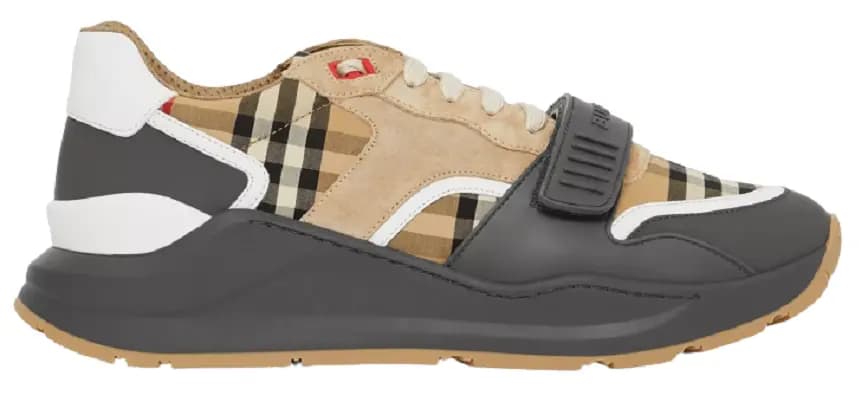 Giày Burberry Vintage Check Suede Leather Grey Beige 80310981 Giày Burberry Vintage Check Suede Leather Grey Beige 80310981