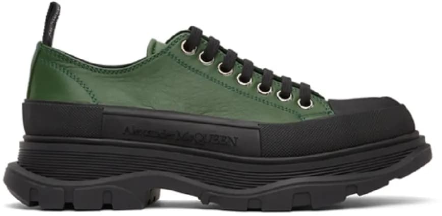 Giày Alexander McQueen Green Leather Tread Slick 627225-WHZP2-3054 Giày Alexander McQueen Green Leather Tread Slick 627225-WHZP2-3054